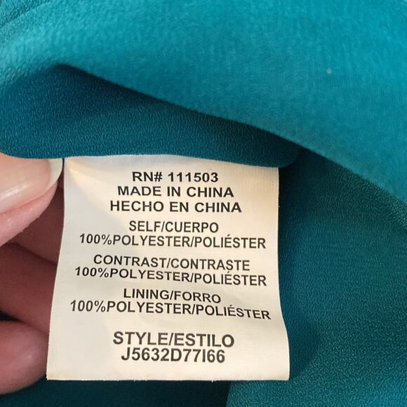 June & Hudson Teal Floral Button Front Midi Dress Size Medium - Picture 5 of 9